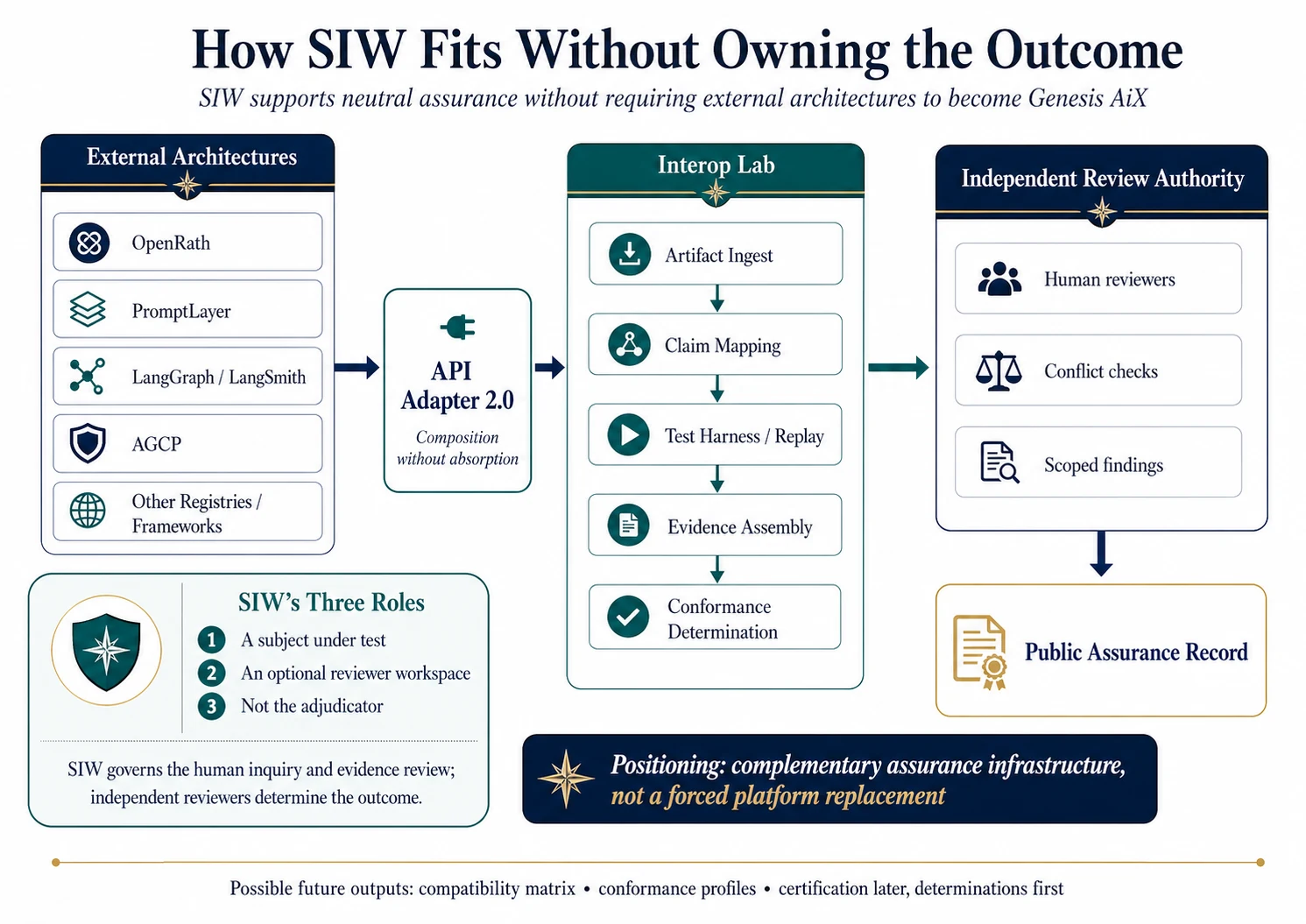 How SIW fits without owning the outcome diagram